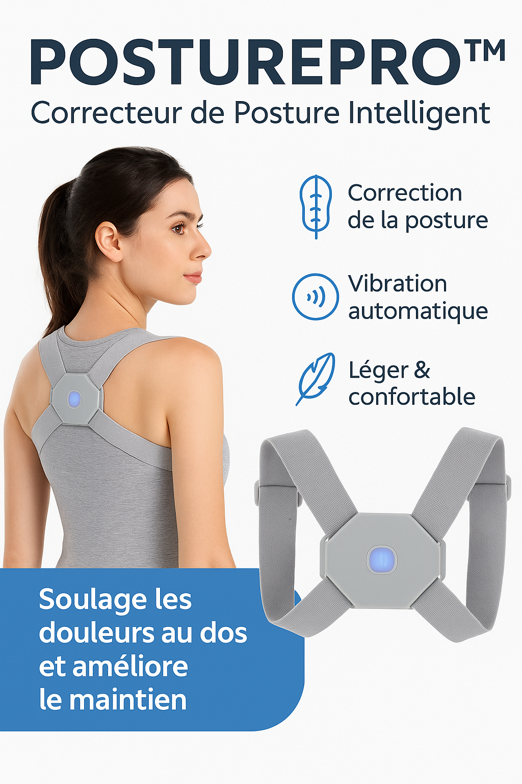 PosturePro™ – Correcteur de Dos Intelligent (Édition Guinée)